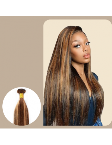 Tecer Cabelo Virgem Cabelo Humano Liso 7A Castanho Médio Louro P4/27 100 Gr pour bénéficier 