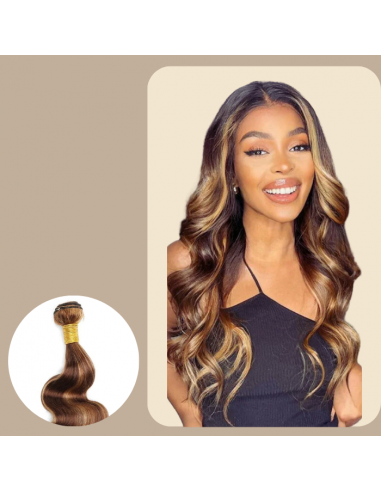 Tissage Vierge Human Hair Body Wave 7A Chatain Méché Blond P4/27 100 Gr suggérées chez