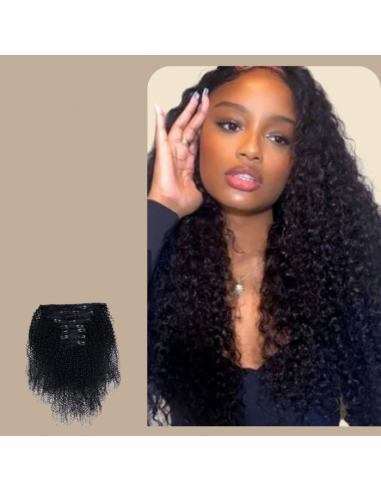 Afro krullend zwart 120g Clip-In Extensions Kit Pour