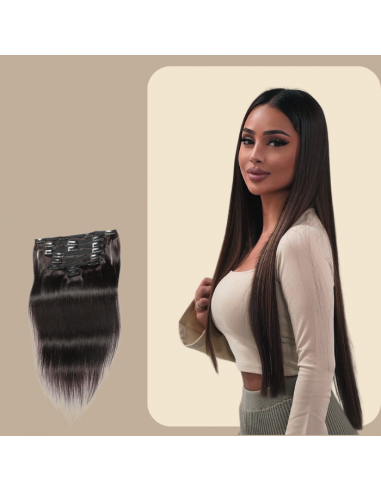 Recht Bruin Clip-In Extensions Kit 120 gr Amélioration de cerveau avec