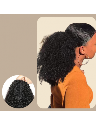 Paardenstaart donkerbruin met natuurlijke clip Remy haar Afro krullend Comparez plus de prix