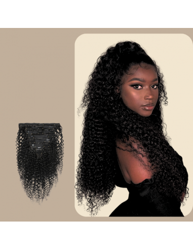 Kinky Curly Musta 120g Clip-In Extensions Kit de France