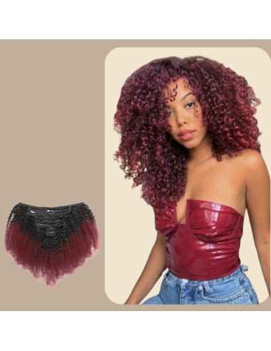 Afro Curly Ombre Tummanruskea Clip-In Extensions Kit 99J 120 gr 120 gr Le MVP de beaucoup