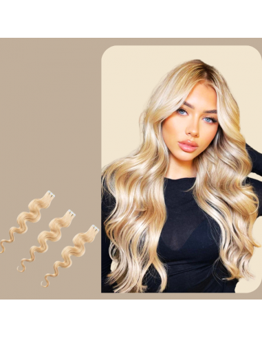 Blond platinum bølgete limforlengelser pas cheres