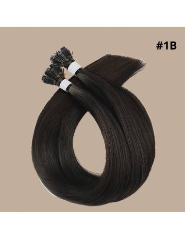 100 Keratin Extensions Rett Premium med Flat Tupp 1B en linge