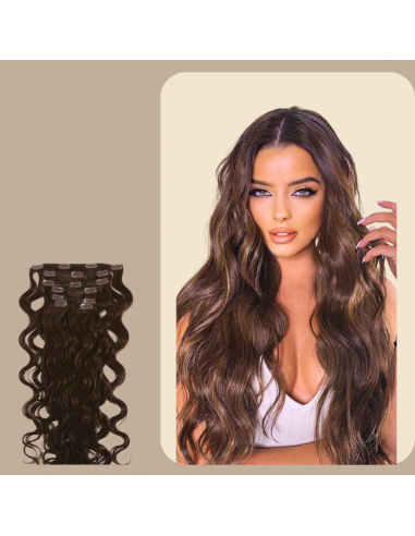 Chocolate Wavy Clip Extensions Pour