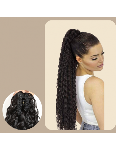 Rabo de cavalo castanho-escuro natural com mola para cabelo Remy Deep Wave votre restaurant rapide dans 