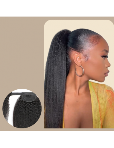 Rabo de cavalo Castanho Escuro Magic Ribbon Cabelo Remy Liso Kinky en ligne des produits 