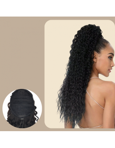 Rabo-de-cavalo castanho-escuro com cordão de cabelo Remy Deep Wave votre