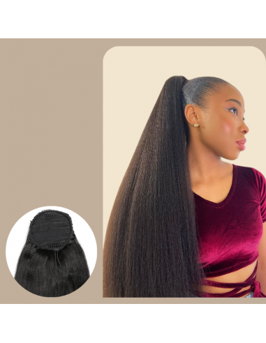 Rabo-de-cavalo castanho-escuro A Cordon Remy Hair Yaki Straight plus qu'un jeu 