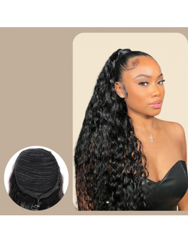 Rabo de cavalo castanho-escuro A Cordon Remy Hair Water Wave commande en ligne